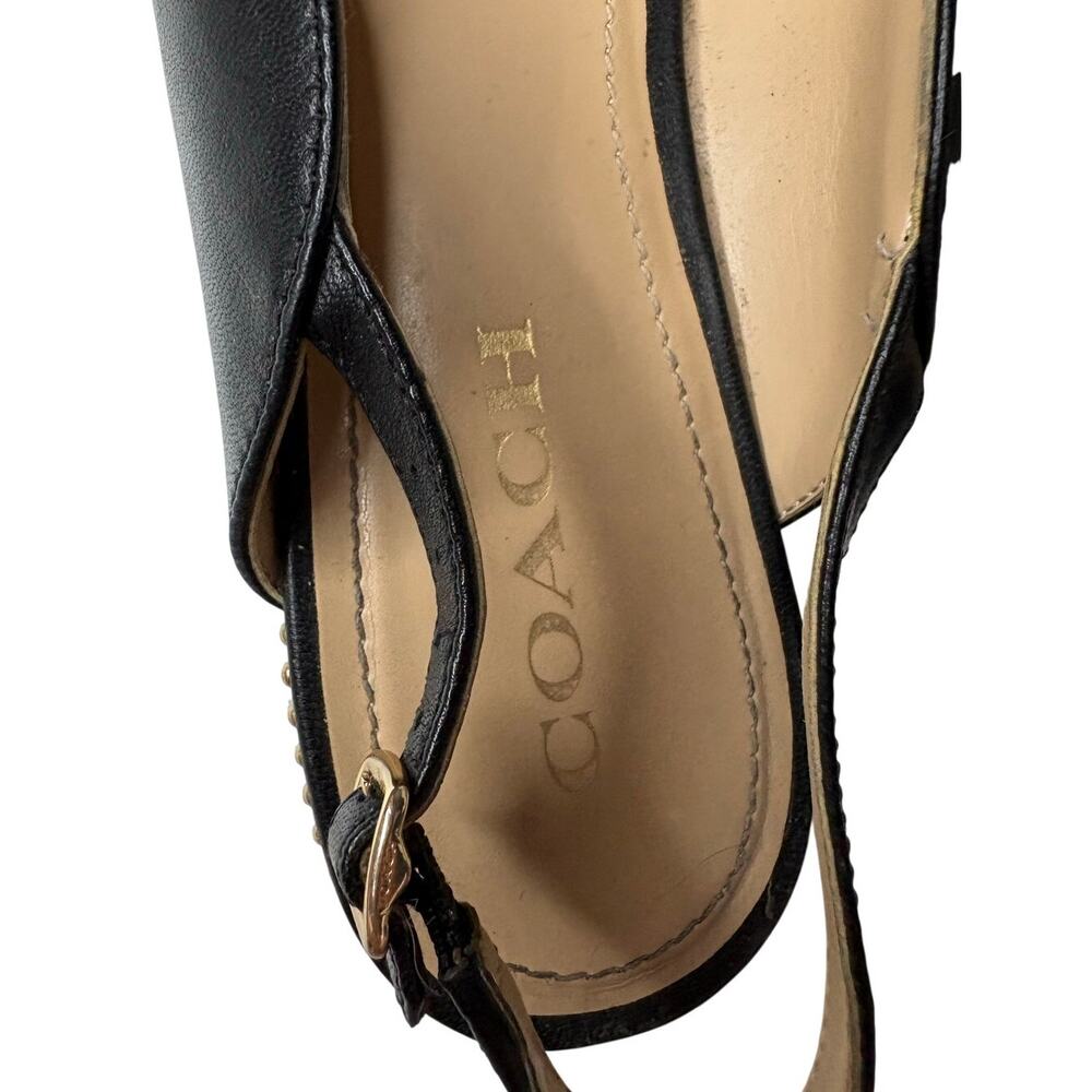 Coach Vae Leather Skimmer Flat Black Slingback Pointed Toe Size 10B - Picture 5 of 8